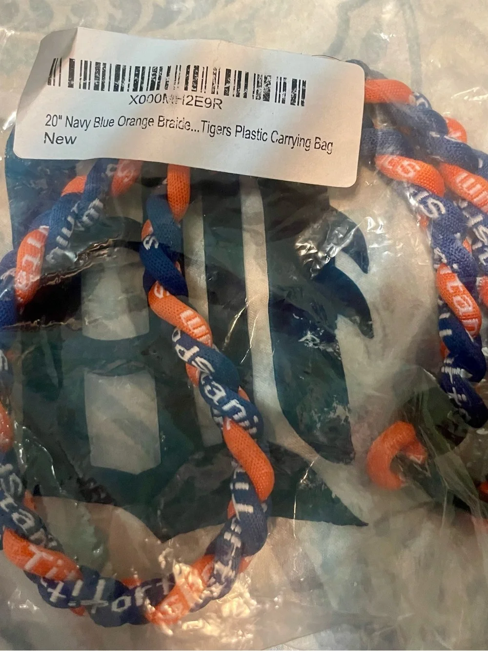 Braided Rope Lanyard in Navy Blue and Orange